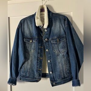 Love Tree Cream Sherpa Denim Jacket
